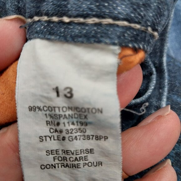 3800 Size 13 Roxy Upcycled Bleach Dyed Pink and Blue Pattern Bell-Bottoms. - Picture 6 of 6